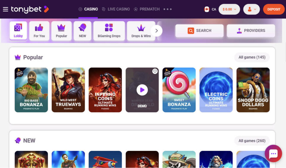 Recommended Quebec online casino - TonyBet